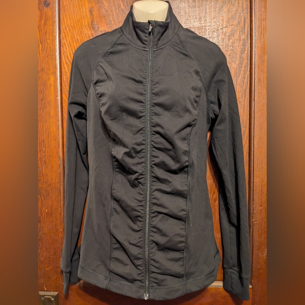 VSX Victoria's Secret Black Ruched Sport Zip Jacket